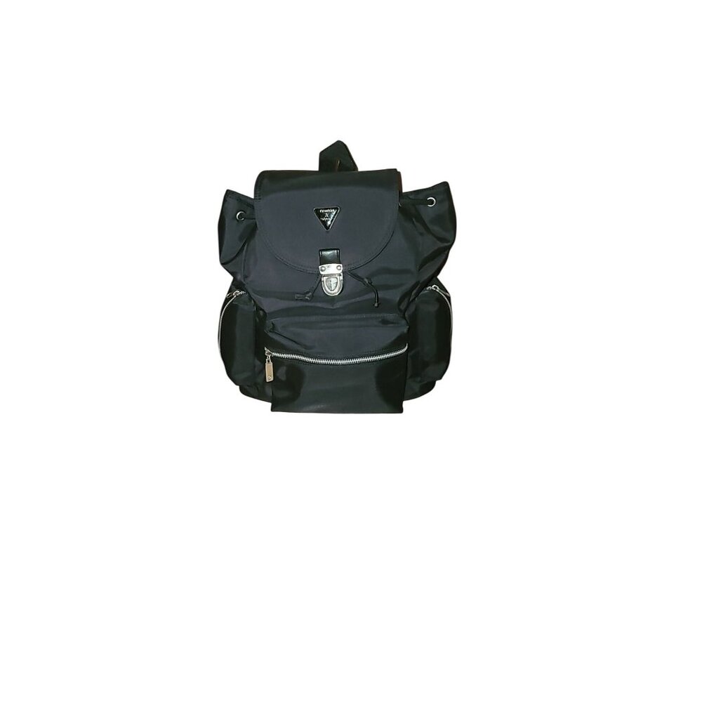 Frankie & Johnnie Black Nylon Purse Backpack With Silver Travel